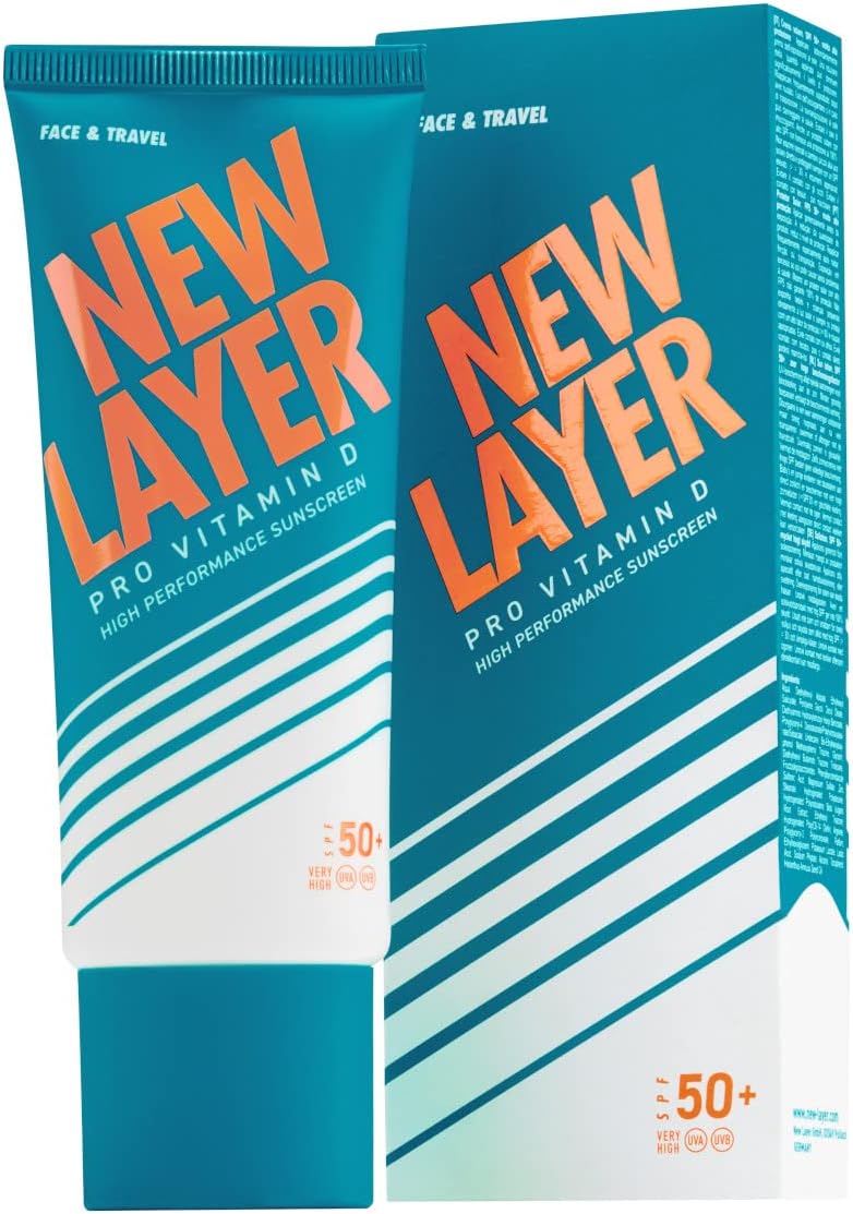 NEW LAYER Sunscreen Face | SPF 50+ | Pro Vitamin D | Fast absorbing | Long lasting | Free of microplastic | Reef-friendly | Free of oxybenzone & octocrylene | Water resistant (75ml)