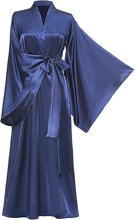 Lemon wind Silk Robe for women Long Satin Bridal Dressing Gown Plus ...
