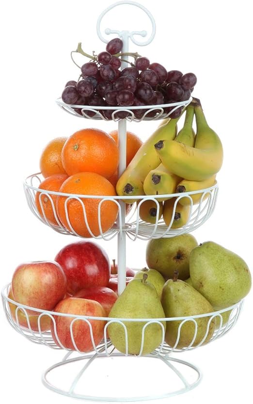 Lily's Home Wire Fruit and Vegetable Holder, 3Tiered Fruit
