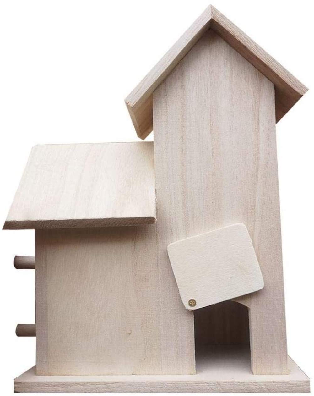 Mangiatoie per Uccelli da Esterno, Casetta for Uccelli in Legno e mangiatoia 3 Casette con Recinzione Fai da Te, Blu Non Verniciato, con Gancio in Metallo
