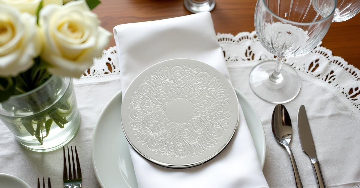 2er Set Topfuntersetzer rund Ø 19,5 cm – Premium Silber Plated edel versilbert – Hochwertige Tischdeko für Pfannen & Töpfe