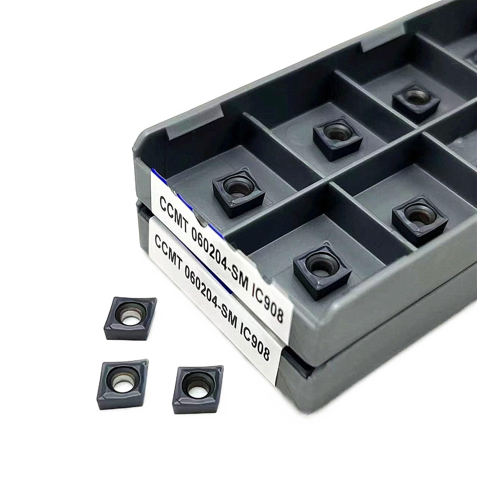 AALLYN Indexable Carbide Lathe Tool 10PCS CCMT060204 SM IC907 IC908 Internal Turning Tool CNC Carbide Lathe Tool Steel Processing Turning (Color : 10PCS, Size : CCMT060204-SM IC907)