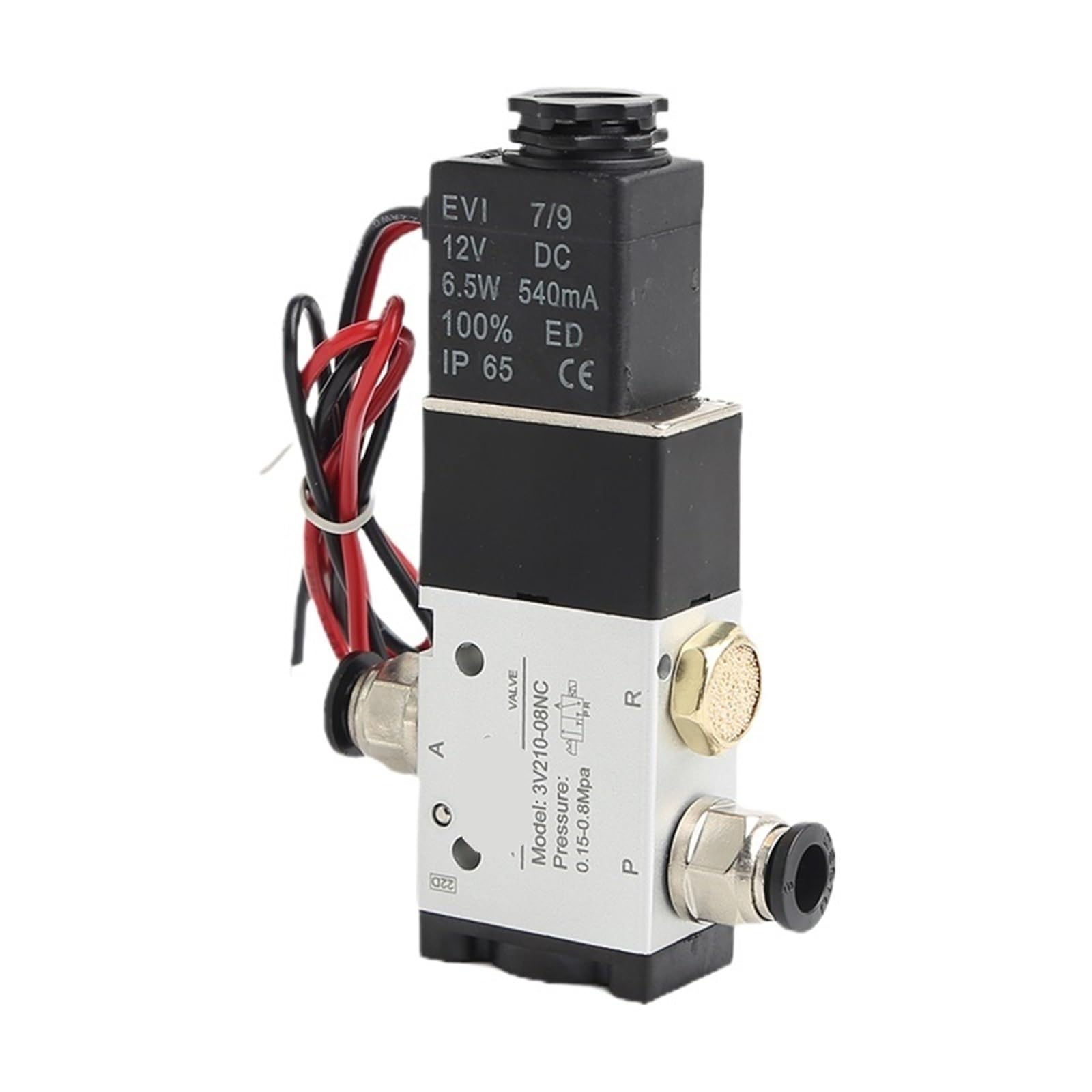 3-Wege-Anschluss, 2 Positionen, 3V210-08, normalerweise geschlossen, DC 12 V, 24 V, AC 220 V, pneumatisches Luftmagnetventil, Steuergasventil(10mm Fittings,3V210-08NC AC110V)