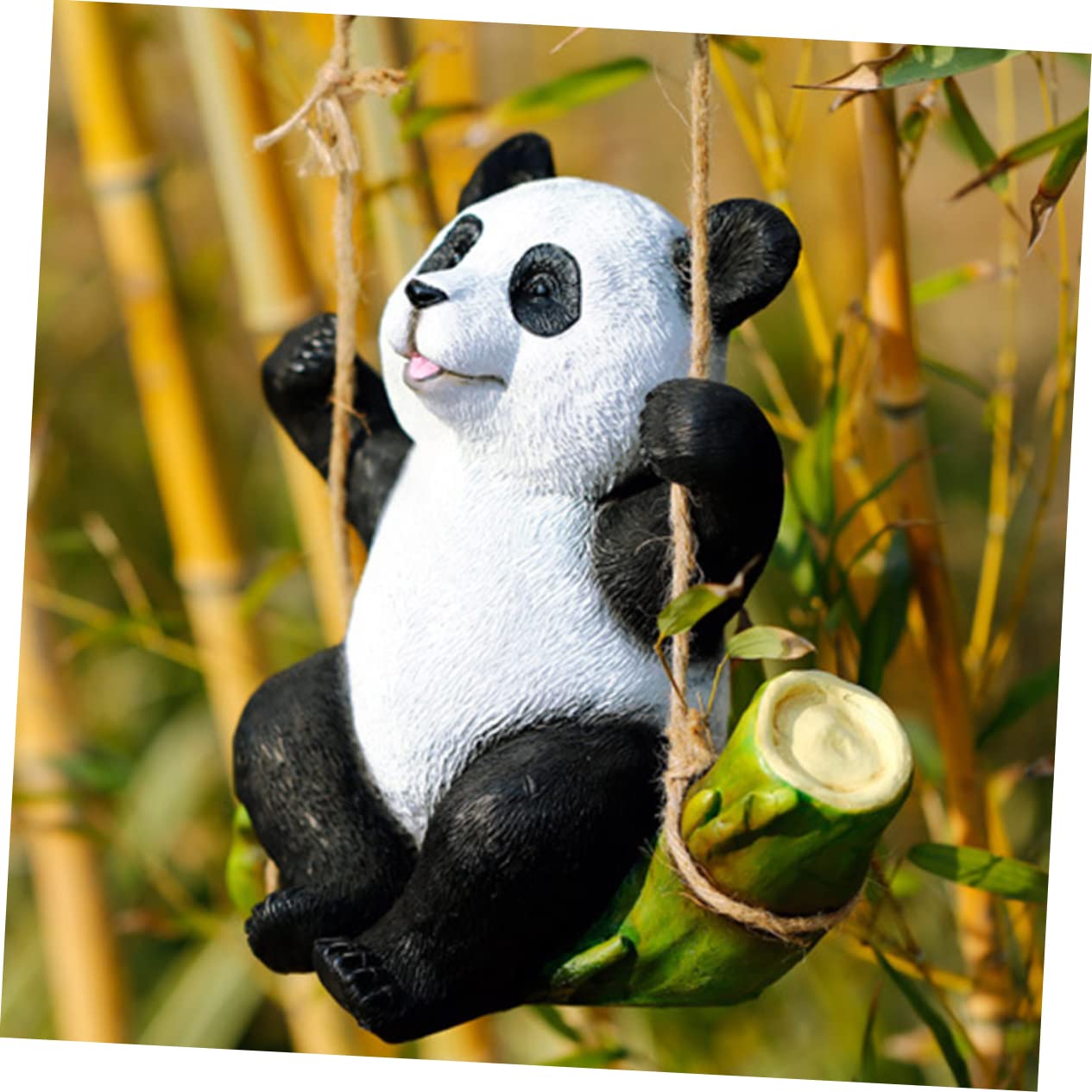 Toddmomy Estatua de Resina para Jardín Estatua de Animal Panda Columpio Decoración Resistente a La Intemperie para Patio