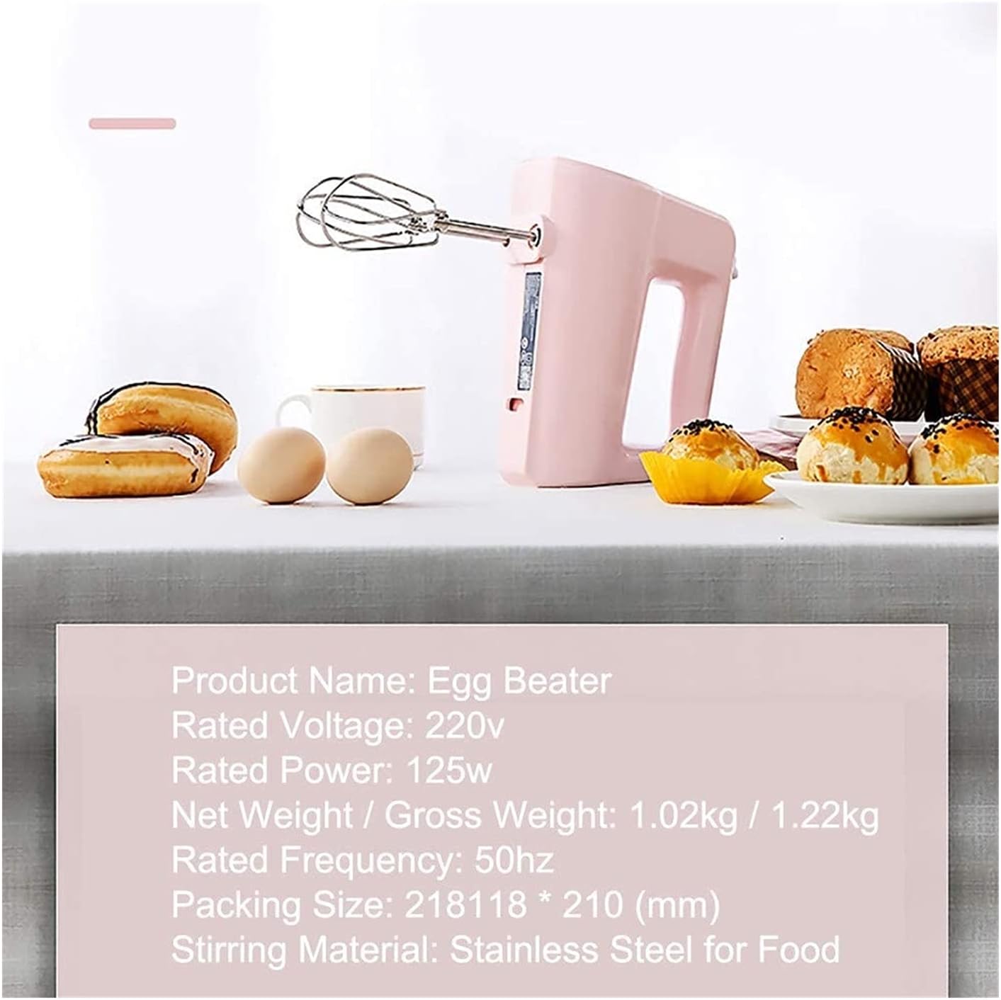 Electric Hand Mixer 5 Speed 1250W 2 Stainless Steel Accessories for Easy Whipping Mixing Cookies Cakes and Dough Batters