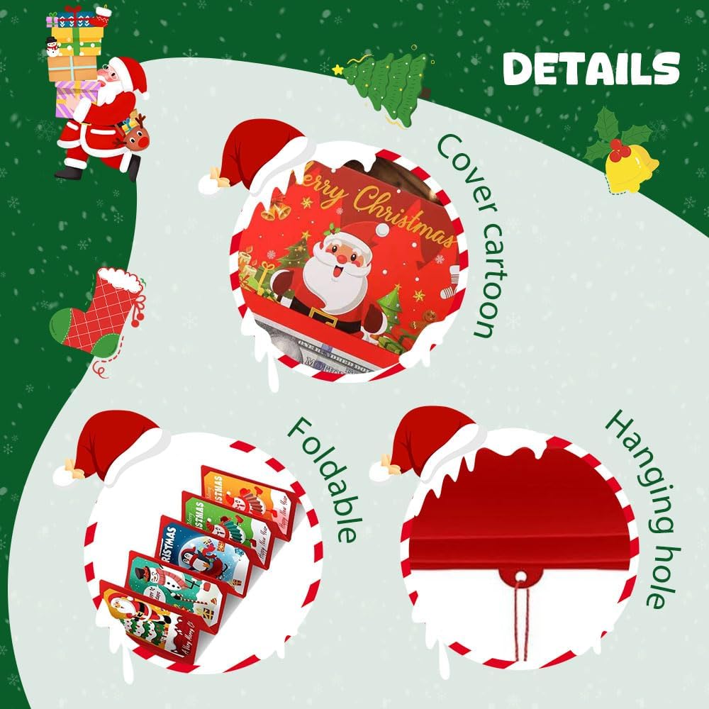 2026 New Christmas Money Holders for Cash, Money Christmas Cards with Envelopes, Cashes Envelopes for Santa Cash Supplies, Surprise Xmas Gifts - 3pc (Green)