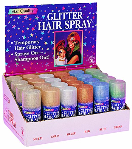 Image of Rubies Silver Glitter Haircolor Costume Hairspray for Adults, Unisex 3 Ounce (Pack of 5)