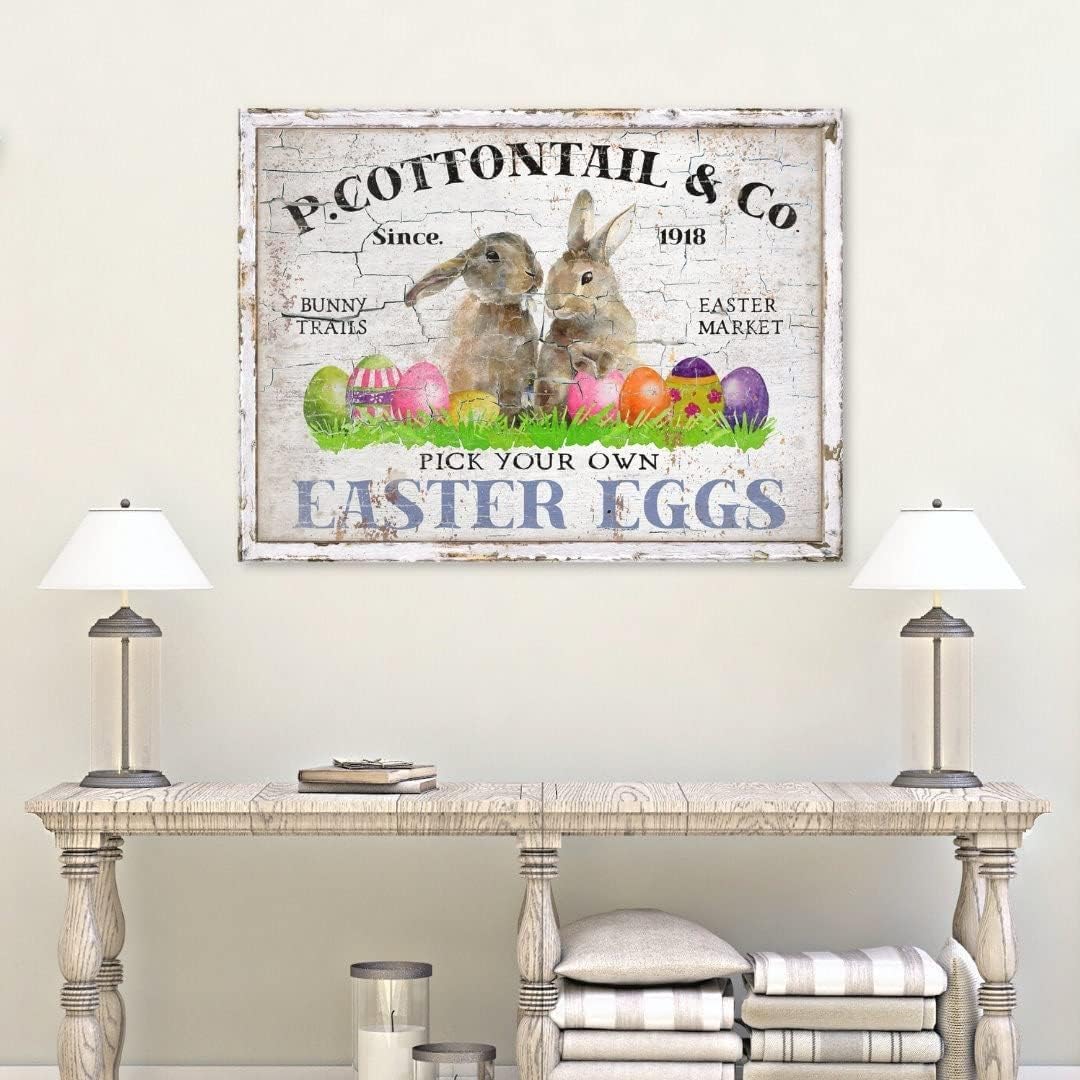 Amazon.com: P Cottontail and Company Easter Sign, Vintage Metal