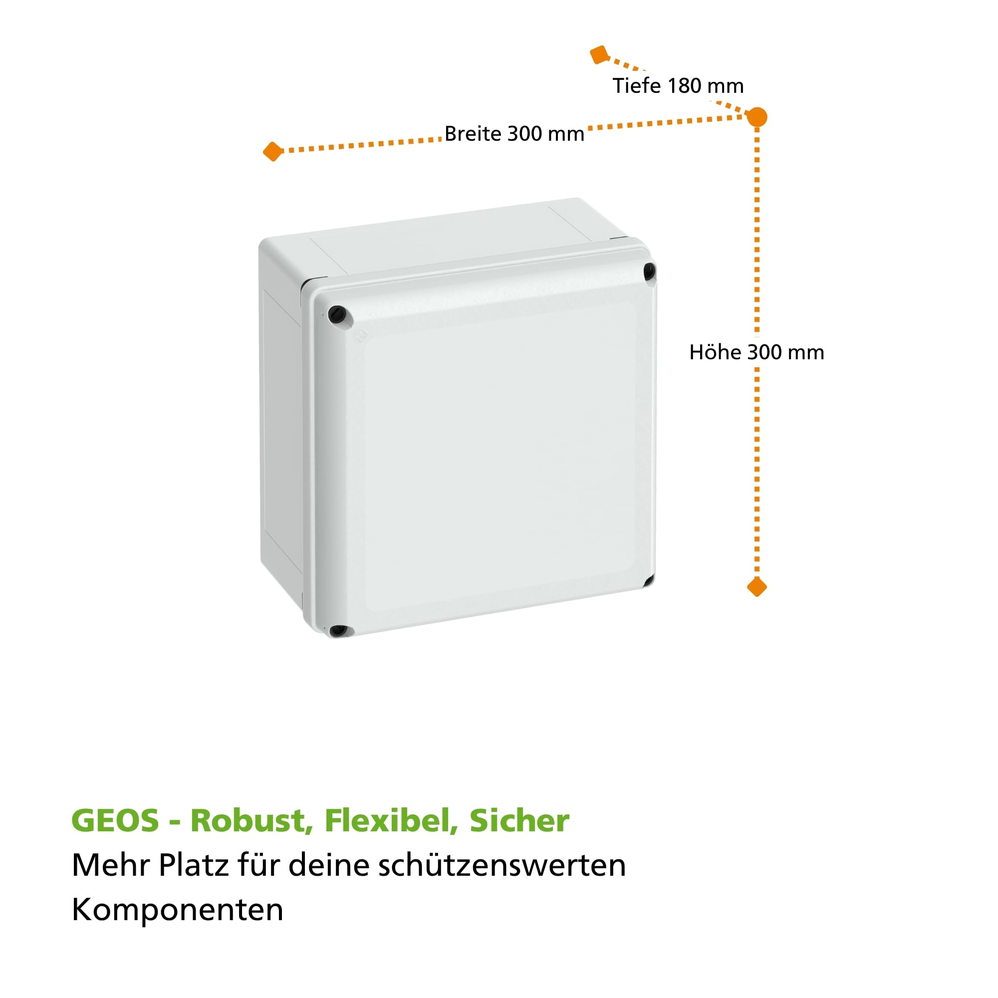 Spelsberg GEOS-L 3030-18-o Leergehäuse, Outdoorgehäuse, Industriegehäuse, robust, IP66/IP67/IP69, grauer Deckel, 300 x 300 x 180 mm