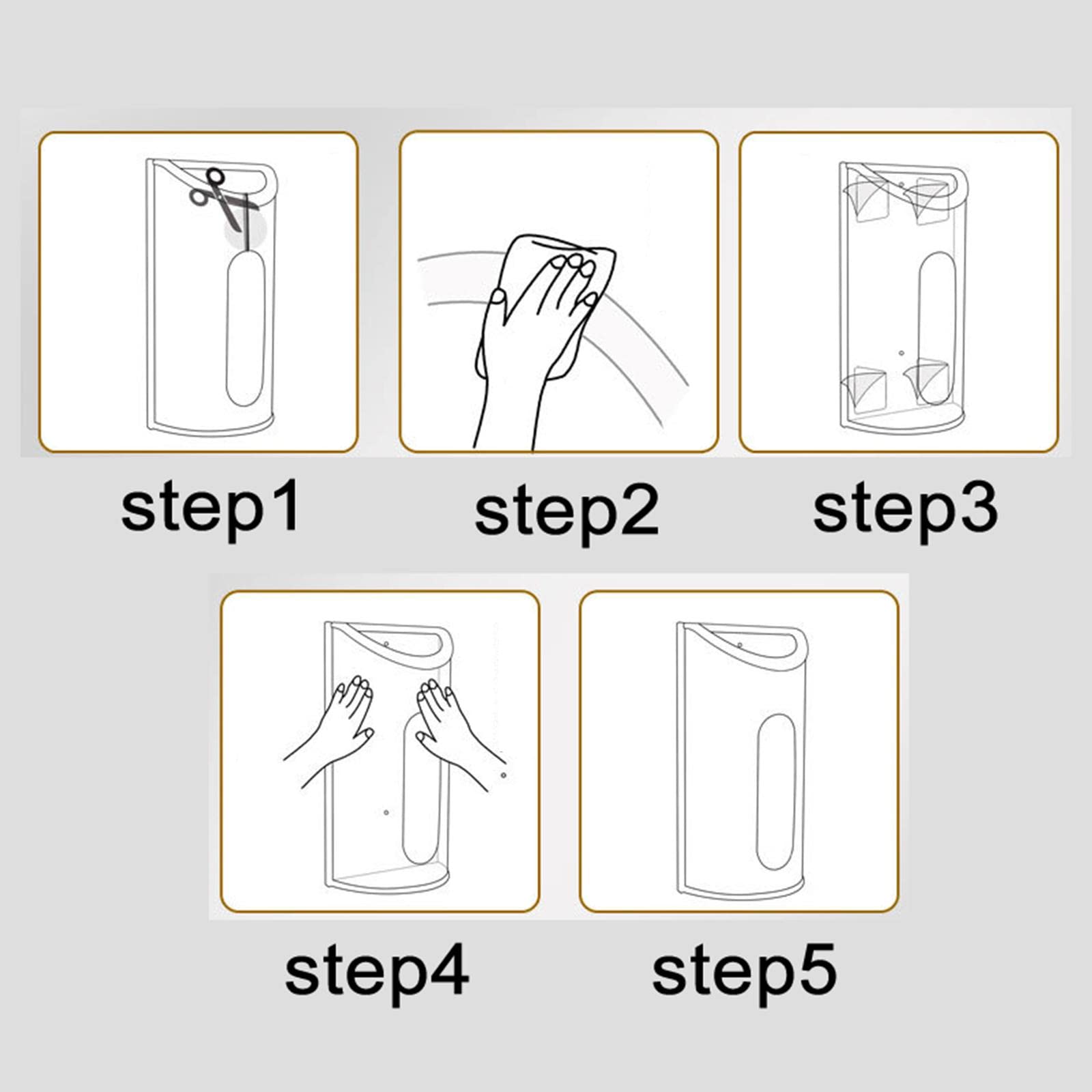 F Fityle de Bolsas de Montaje en Pared para comestibles, dispensador, de Almacenamiento de Material Acero Inoxidable Cepillado con una Abertura Extra