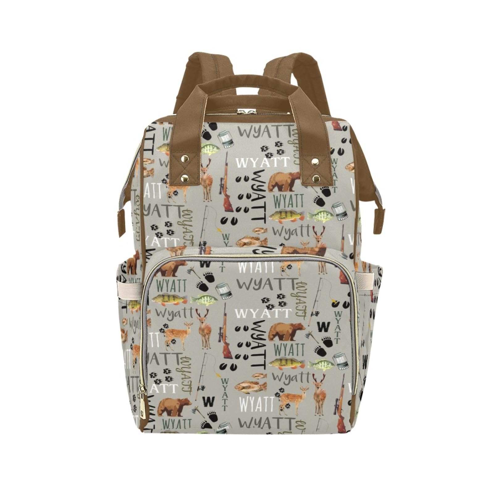 Workvalor Custom Diaper Bag Backpack for Women, Personalized Name Nursing Mommy Daypack, Diaper Bag for Girls Boys, New Mom Gifts (Woodland Theme)