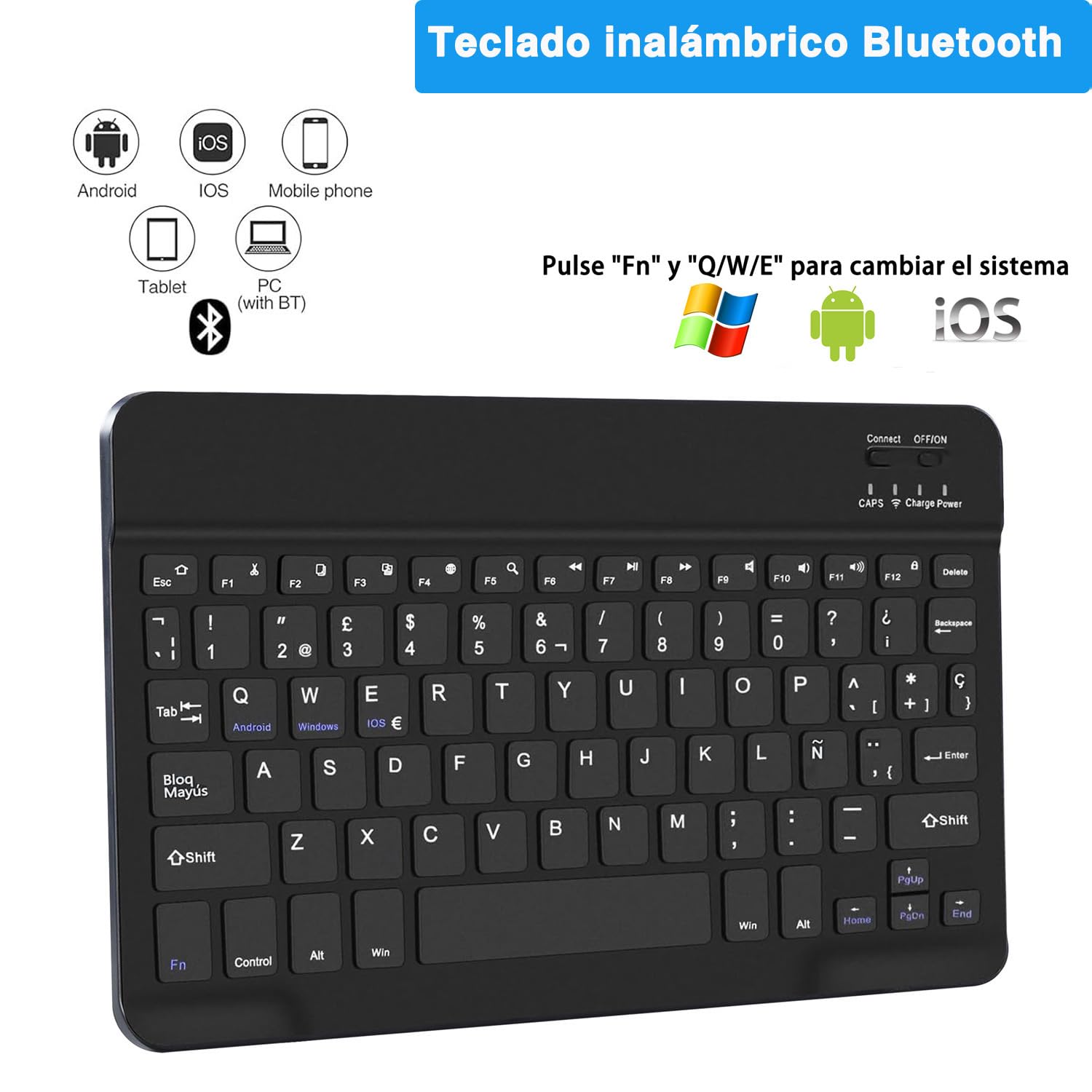 Funda Teclado para Xiaomi Redmi Pad 2 /Redmi Pad SE 11 Pulgada, Español Ñ Bluetooth Magnético, Smart Funda con Teclado QWERTY para Xiaomi Redmi Pad 2 /Redmi Pad SE 11”, Negro