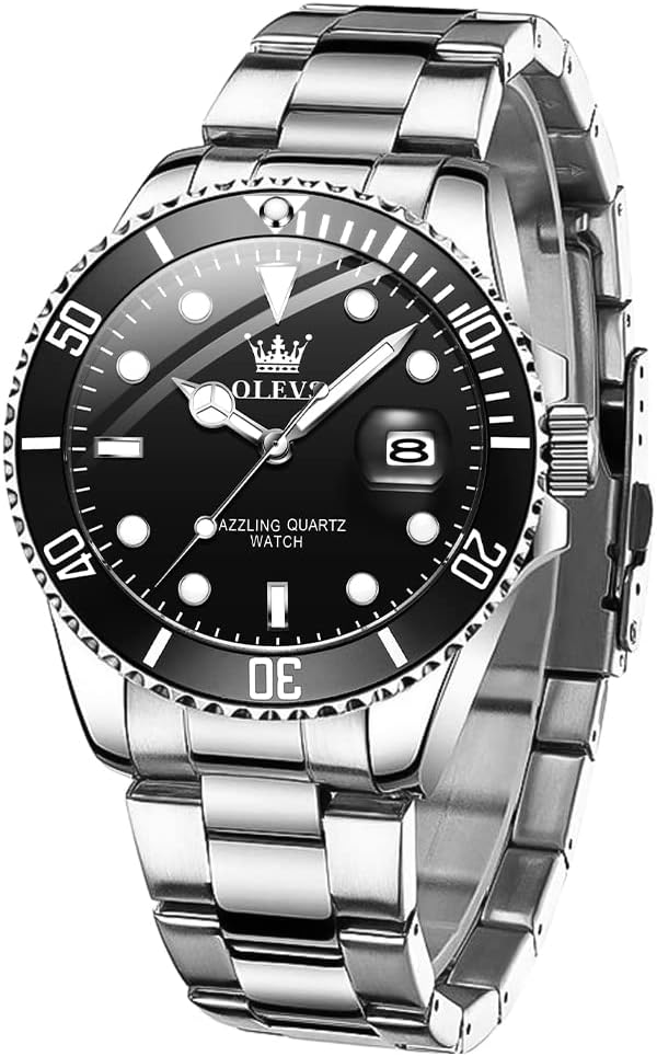 Mens Watches Designer Calendar Dress Metal Stainless Steel Quartz Analog Waterproof Luminous Wrist Watch Gent Large