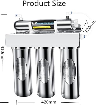 EDEDE Reverse Osmosis Filters, 4 Stages Water Purifier UV Sterilizer, Kitchen Under Sink Water Filter For Home Drinking Water Filtration System for Under Sink Home Kitchen