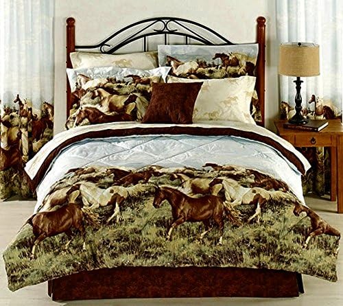8pc King Size Western Horses Comforter and Sheet Set (Bed in a Bag)