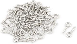 Aexit 1mm Dia Quality Parts Thread Metal Bolt Eyelet Hook Screw Assortment Silver Tone 50 PCS Model:35as65qo49