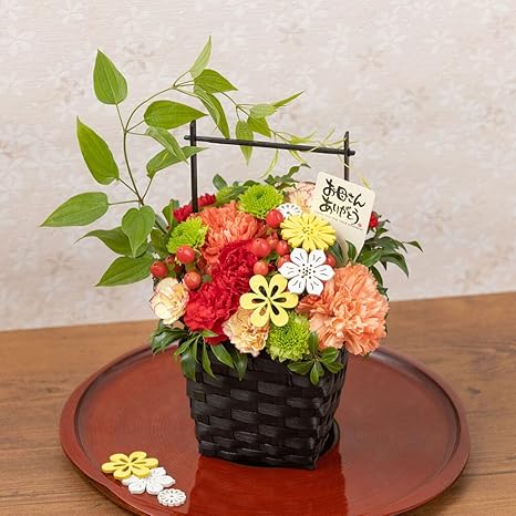Amazon 母の日ギフト 和風フラワーアレンジメント 和花 京つむぎ イイハナ ドットコム カーネーション 菊 フラワーギフト 花ギフト プレゼント 22 フラワーアレンジメント オンライン通販