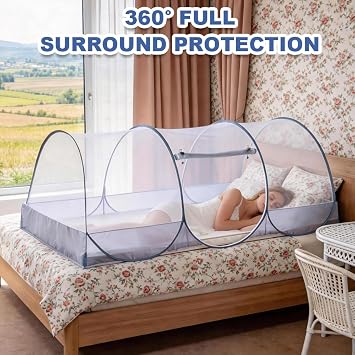 Foldable Mosquito Net, Ultra Light Pop Up Mosquito Net for Bed with Zip, Single Bed Portable Mosquito Net, Free Installation Mosquito Net Bed for Outdoor Trip Camping (190x90x90 cm)