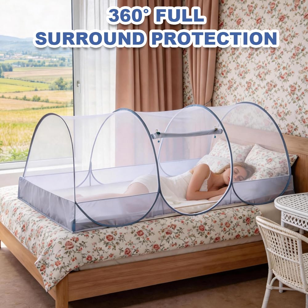 Mosquitera plegable, ultraligera para cama con cremallera, mosquitera portátil para cama individual, mosquitera de instalación gratuita para viajes al aire libre, camping (190 x 90 x 90 cm)