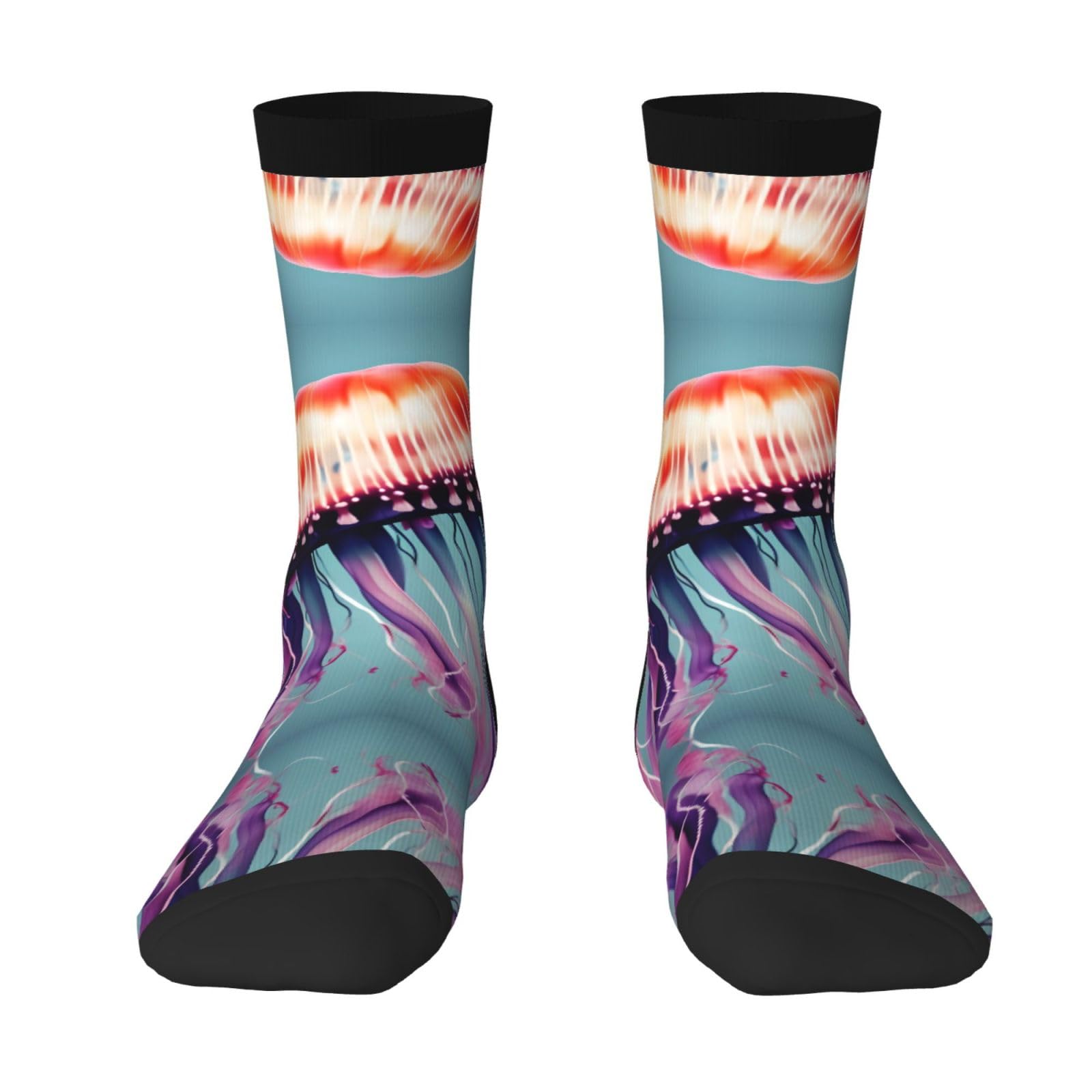 Chaussettes de sport polyvalentes avec imprimé méduses colorées Chaussettes de sport polyvalentes avec imprimé méduses colorées