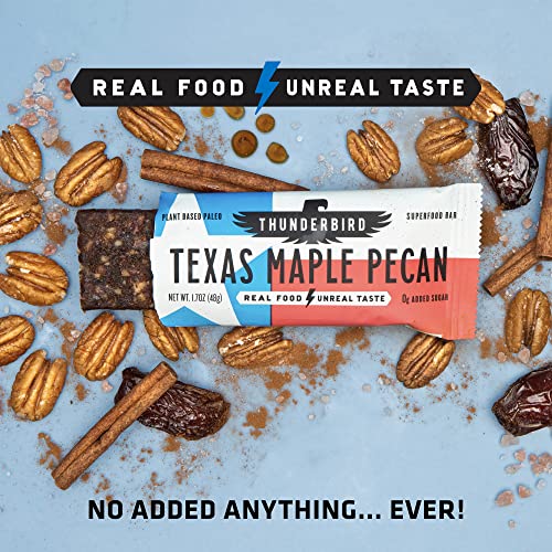 Thunderbird Real Food Energy Bars, Bar Texas Maple Pecan, 1.7 Ounce, Fruit & Nut Nutrition Bars - No Added Sugar, Grain And Gluten Free, Non-Gmo, 12 Pack #TOP2