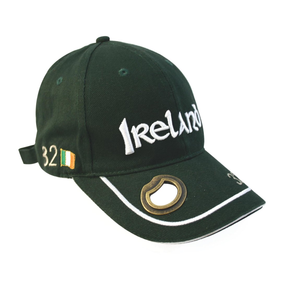 Carrolls Irish Gifts Bottle Opener Hat with Ireland Lettering & White Piping, Green