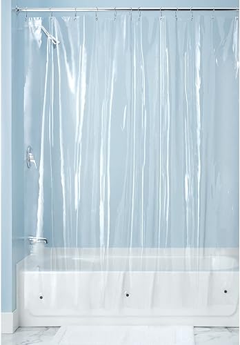 Miniatura 9 de mDesign - Paquete de 2 cortinas de ducha de vinilo de calibre 4.8 extra ancho, impermeable, resistente y de alta calidad para ducha y bañera, 108 x