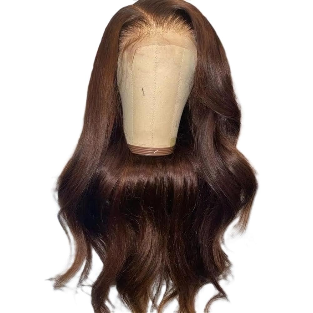 Haarpflege Schokoladenbraune Echthaar-Perücke Mit Spitzenfront Für Frauen Für Täglichen Tragen 86,4 Cm(16inches)