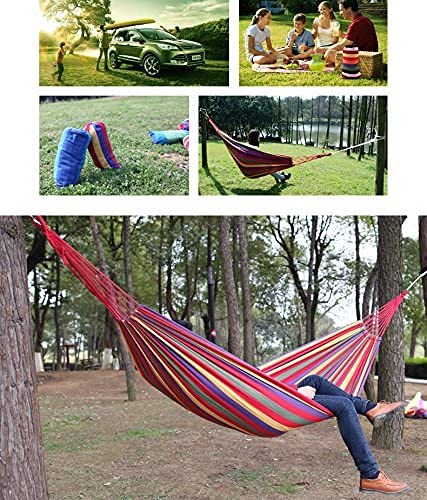 Garden Hammocks Comfortable Fabric Hammock Portable With Carrying Bag For Outdoor Patio Yard Backyard, Beach, Camping Travel, Load Capacity Up To 550 Lbs Canvas Cotton Hammocks (Red) #TOP6