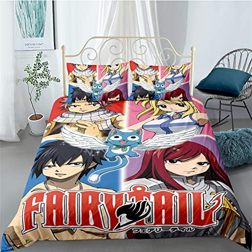 WFKLLL Fairy Tail Housse De Couette, Parure De Lit en Microfibre 2 Personnes, Entretien Facile, Tissus Doux Et Hypoallergéniques (Style D,140 x 200 cm) Cover