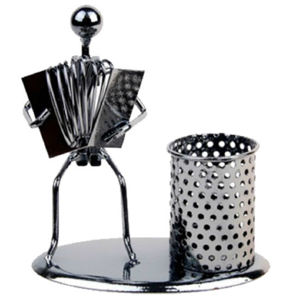 Creative Office Desktop Accessories Metal Pen Pencil Holder Craft Art Model Room Decoration Accordion Silver