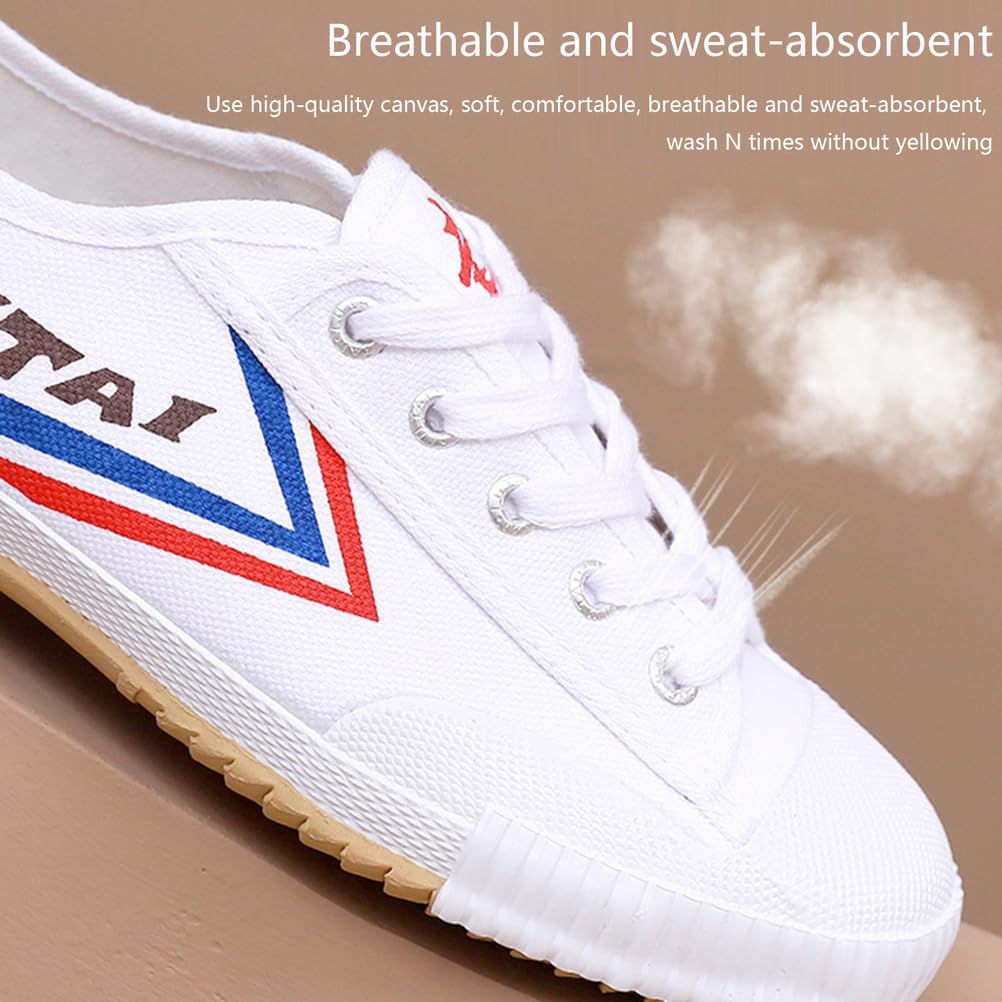 Buty do sztuk walki Unisex Tai-Chi Sneakers Shaolin Monk Buty do sztuk walki Moda Qigong Trainerss,White,40 EU