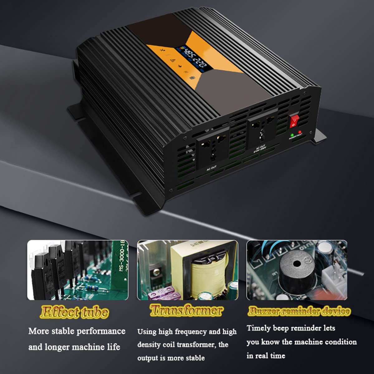 Hochleistungs-Wechselrichter DC 12 V/24 V/48 V zu AC 220 V Konverter mit drahtloser Fernbedienung für Wohnmobile, LKW, Boote, Camping, Haushalt, Van,4500W-24V/220V