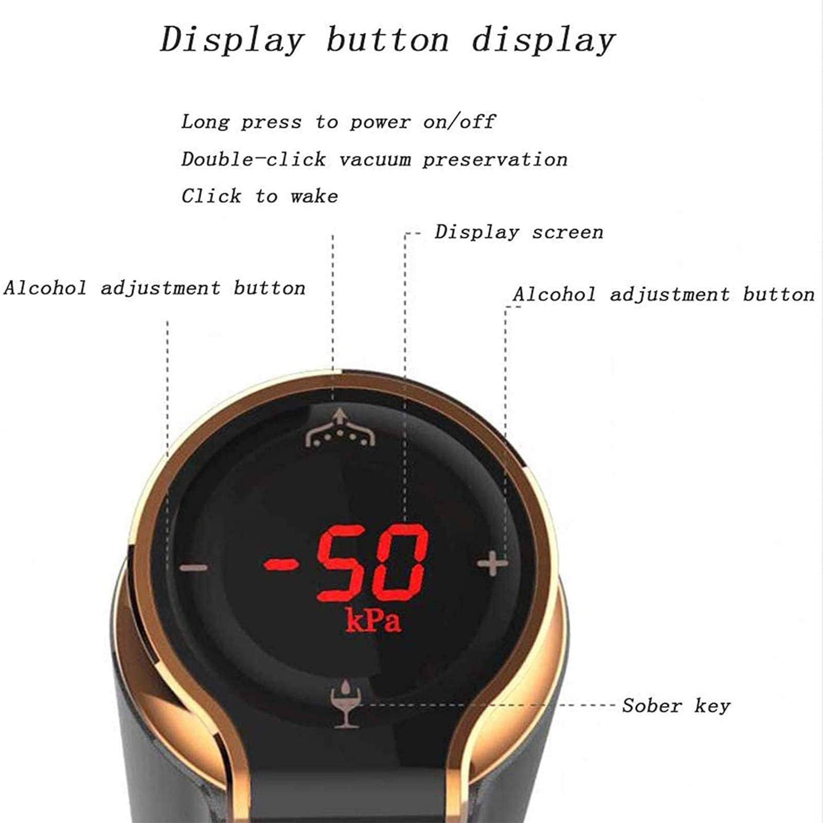 Aérateur de vin électrique à pompe – Bec verseur automatique avec écran LCD One-Touch – Décanteur de vin instantané portable