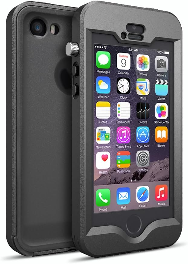 iPhone 5S Waterproof Case , Tethys iPhone 5 Waterproof Case [Black] - Protective Cases Cover for Apple iPhone 5S 5 [ METALLIZED SILENT BUTTONS] iPhone 5 Case / iPhone 5S Case with Built-in Ultra Clear Screen Protector [ Lifetime Warranty] - Slimmest Profile with Capability of WaterPROOF, ShockPROOF, SandPROOF, SnowPROOF [Works with TouchID]