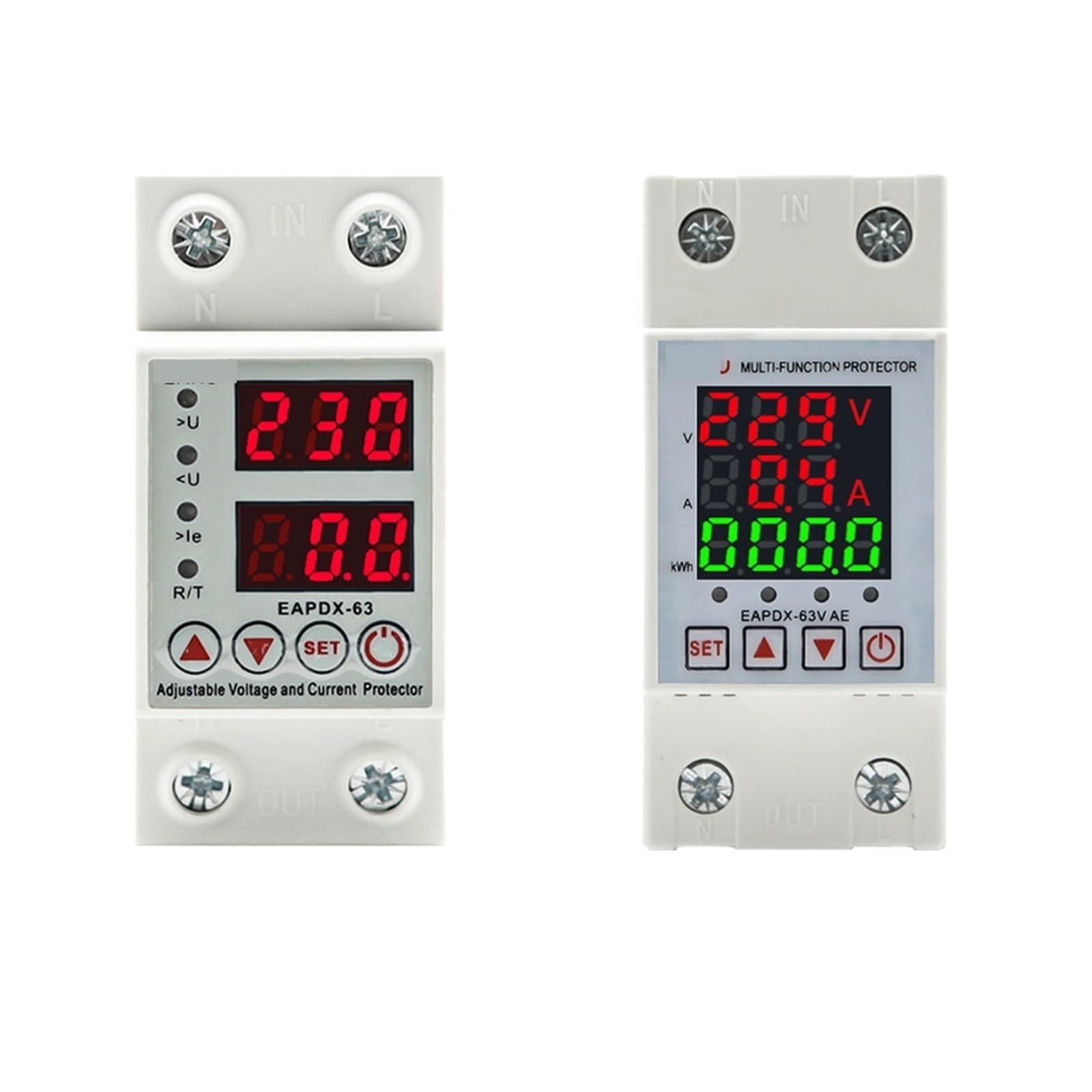 Relé protector de sobretensión ajustable 40A para proteger la electrónica de casa 230V 4