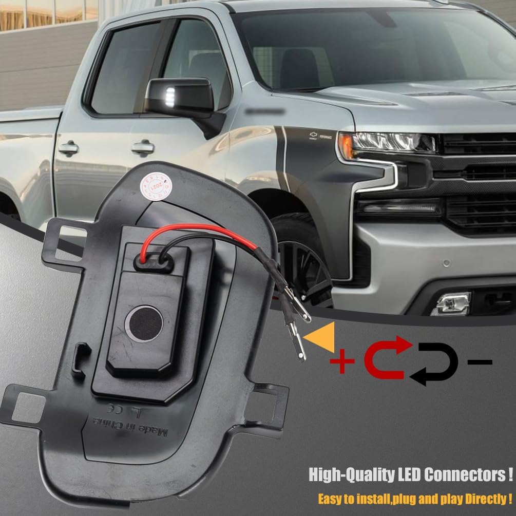 NJSBYL Side Mirror LED Puddle Work Lights for 2019-2023 GMC Sierra 1500, 2019-2023 Chevy Silverado 1500, 2019 Chevy Silverado 1500 LD Front Mirrors Task Parking Lamps Clear Lens 84309724 84309723