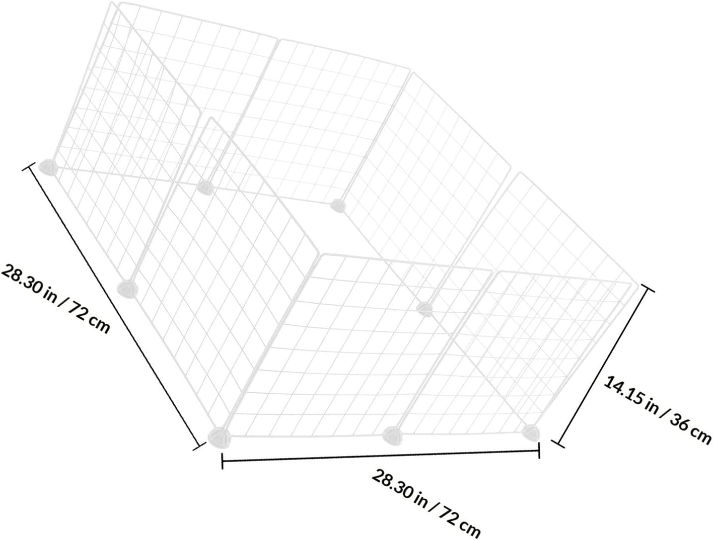Small Animals Playpen 8pcs Portable Iron Wire Grid Panels with 16 Buckles White DIY Hamster Cage Indoor Bunny Fence for Guinea Pigs Ferrets Puppies