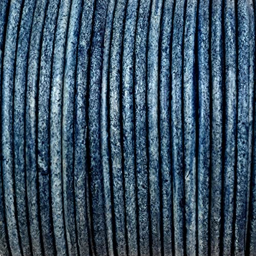 GENIQUE Real/Genuine Round Leather String Cord for Necklace Bracelets, Jewellery, Braiding (1.5mm, Blue Distressed) - Image 4