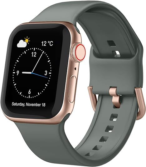 Sport Band Compatible with Apple Watch Bands 49mm 46mm 45mm 44mm 42mm 41mm 40mm 38mm, Soft Silicone Replacement Strap with Classic Clasp for iWatch