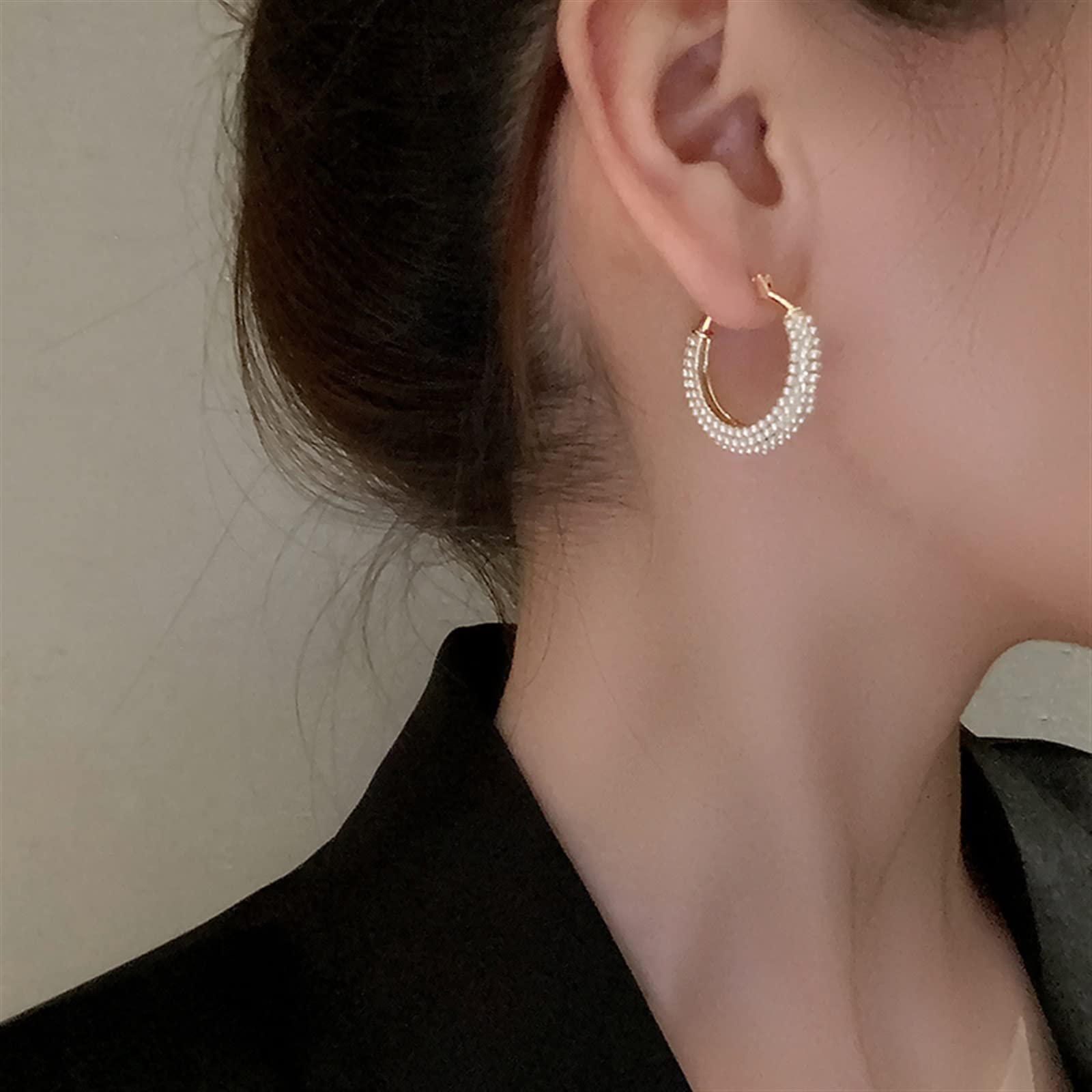 HJMMHX Pendientes de Mujer joyería de Moda chapados en Oro Hechos a Mano Pendientes de aro Redondos Elegantes Accesorios de Trabajo Diario para Mujer Pendientes