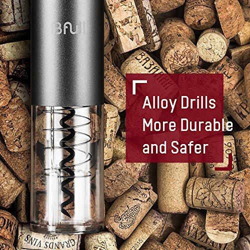 Electric Wine Opener, BFULL Cordless Bottle Opener Electric Corkscrew, 2PCS Opener Includes Automatic Wine Opener, Air Pressure Wine Opener, Vacuum Stoppers(2pcs), Foil Cutter, Wine Aerator Pourer
