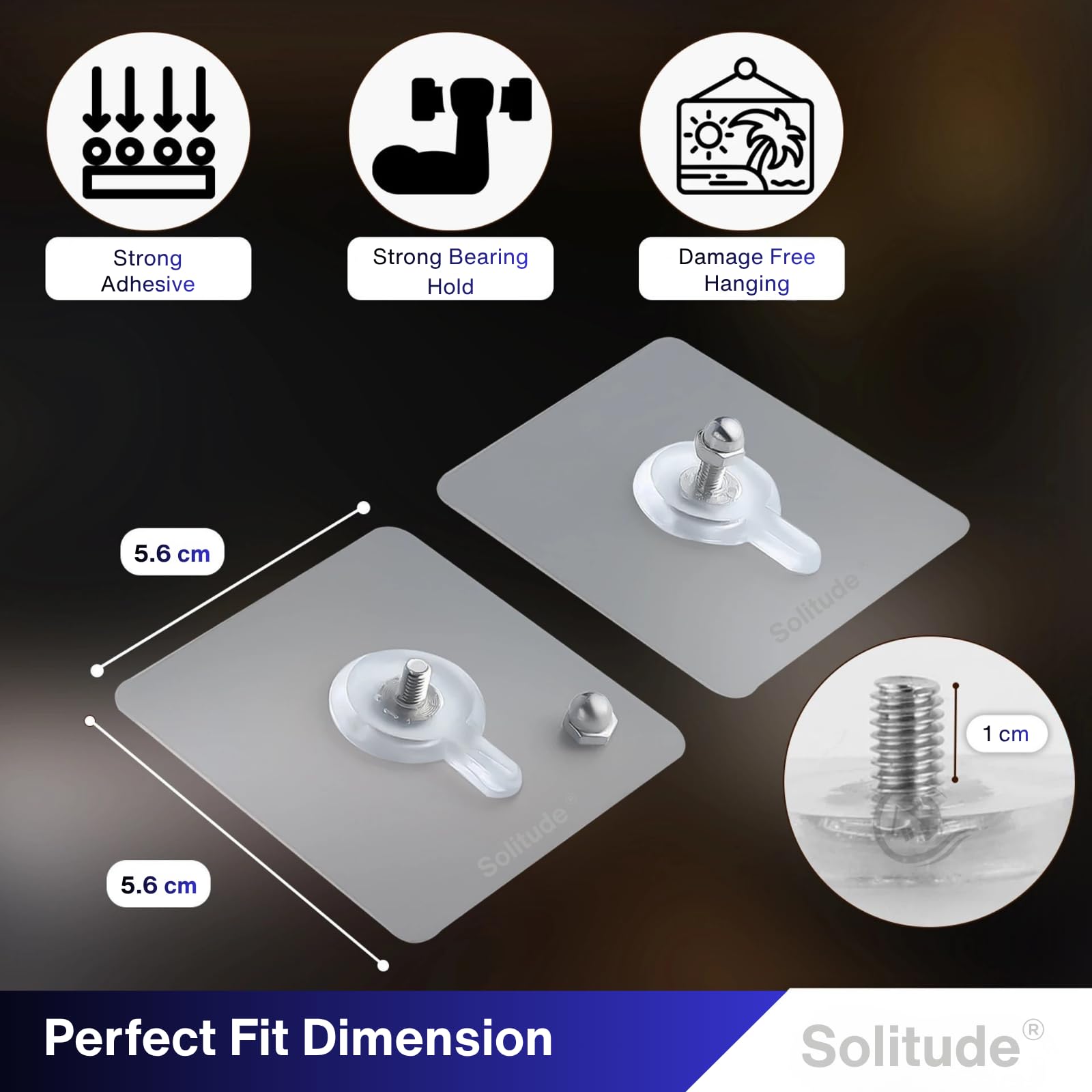 Self Adhesive Hooks - Hang Photos & Decor Without Nails -3 Self Adhesive Hooks - Hang Photos & Decor Without Nails -3