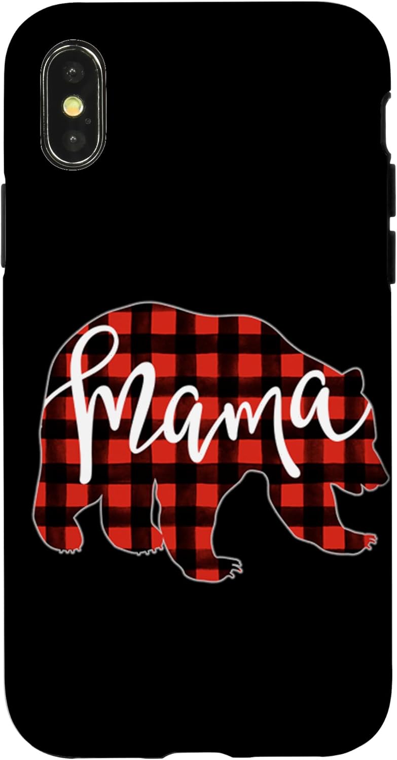 Red Buffalo Plaid Check Mama Bear Cute Trendy Popular Quote Case for iPhone 11 Pro
