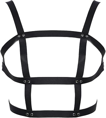 Alvivi Mens Black Leather Shoulder Armors Belts Adjustable Faux Leather Body Chest Harness Straps