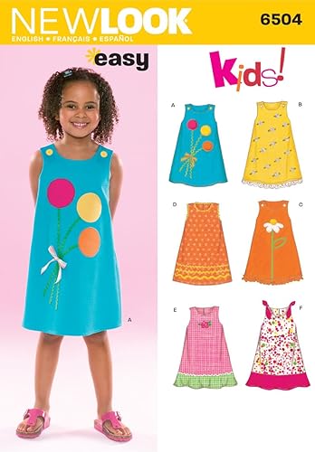 Simplicity U06504A - Kit de patrón de costura para vestido de niña sin mangas, fácil de coser, código 6504, tallas 3-8