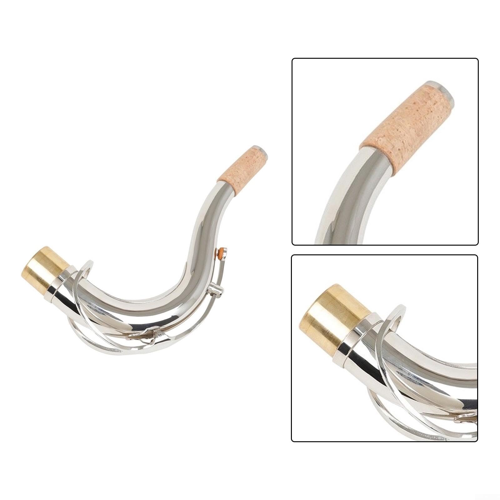 Latón Saxofón Tenor Cuello 27.5mm Bend Pipe con Pad para Bb Sax Parte (Plata)