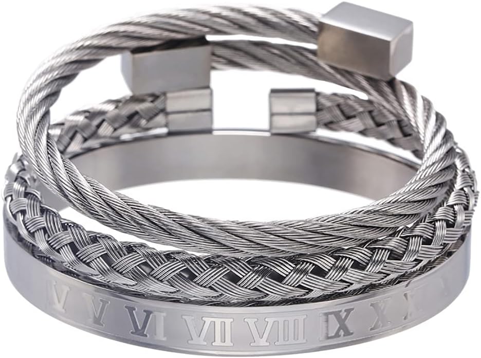 Men's Stainless Steel Roman Numeral Bangle Bracelet Kuwait Ubuy