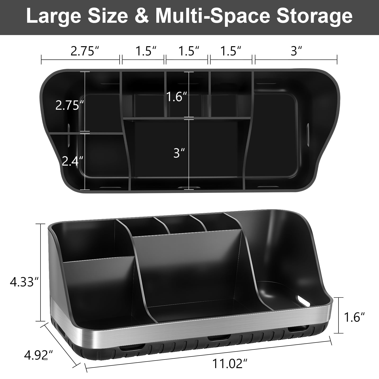 GFWARE Bathroom Organizers and Storage - Detachable 7 Slots Kids Electric Toothbrush and Toothpaste Holde Drainage for Bathroom Accessories Organization Counter Vanity Storage: Black