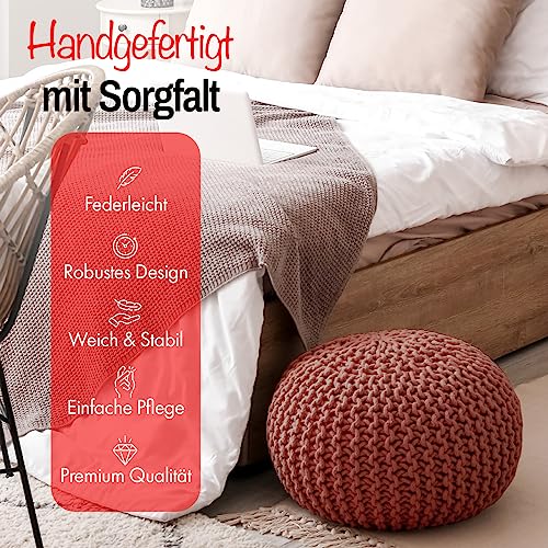Pouf tricot fait main coton recyclé 55 cm ELYFLAIR